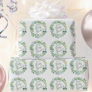 Papel De Regalo Corona de Vegetación para Baby Shower con Nombre P