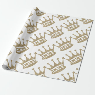 Papel De Regalo Corona del purpurina del oro