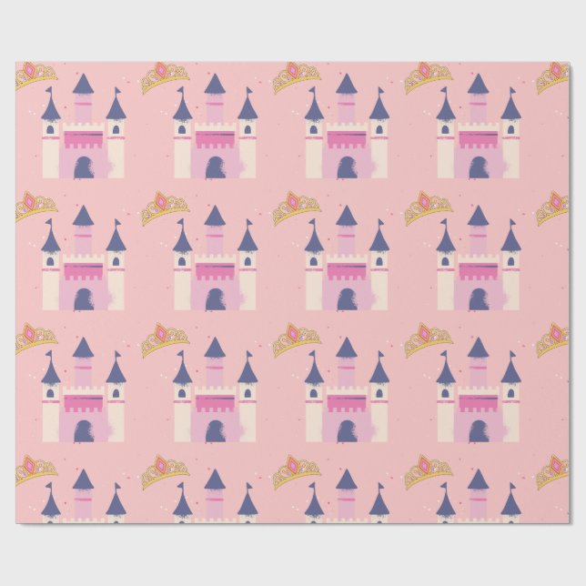 Papel De Regalo Corona y Castillo de Princesa (Superficie plana)