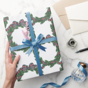 Papel De Regalo Coronas de lazo de cuadros escoceses de acuarela