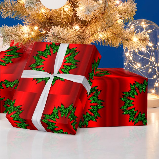 Papel De Regalo Coronas verdes para los Navidades rojos (Subido por el creador)