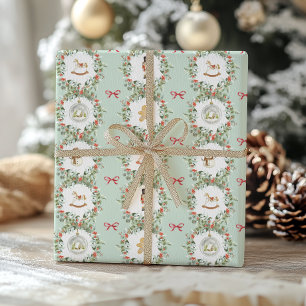 Papel De Regalo Coronas y juguetes navideños caprichosos