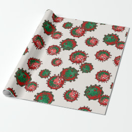 Papel De Regalo Coronavirus rojo y verde | Navidades de virus