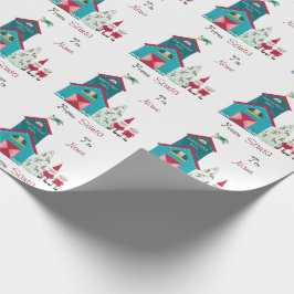 Papel De Regalo Correo de Vintage de Santa North Pole con nombre