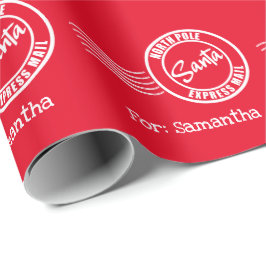 Papel De Regalo Correo urgente Norte Polo entrega rojo blanco