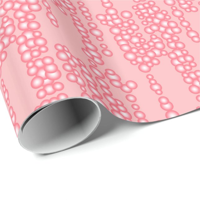 Papel De Regalo Corriente de burbujas, rosa coral (Esquina del rollo)