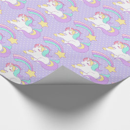 Papel De Regalo Corta unicornio con una colorida estrella de tiro