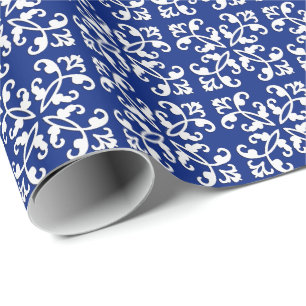 Papel De Regalo Cortadura de encaje - blanco sobre azul de lapiz
