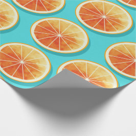 Papel De Regalo Cortes de naranja en azul