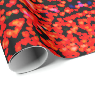 Papel De Regalo Cortos corazones rojos bokeando Navidades luces fe