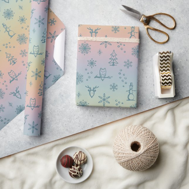 Papel de regalo Cosas de Invierno - Arcoíris + Pav (Artesanía)