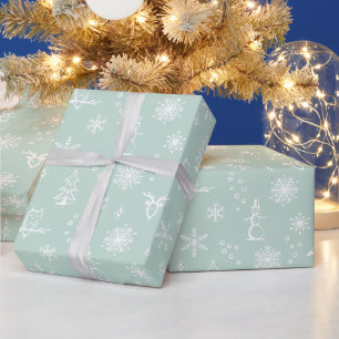 Papel de regalo Cosas de Invierno - Menta + Nieve
