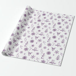 Papel de regalo Cosas de Invierno - Nieve + Ciruel