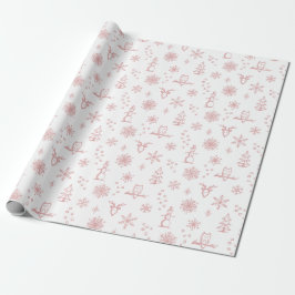 Papel de regalo Cosas de Invierno - Nieve + Rosa