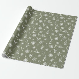 Papel de Regalo Cosas de Invierno - Salvia + Nieve