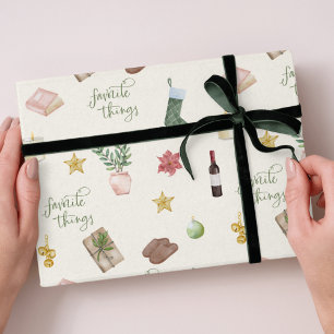 Papel De Regalo Cosas favoritas con patrones de Navidades de vacac