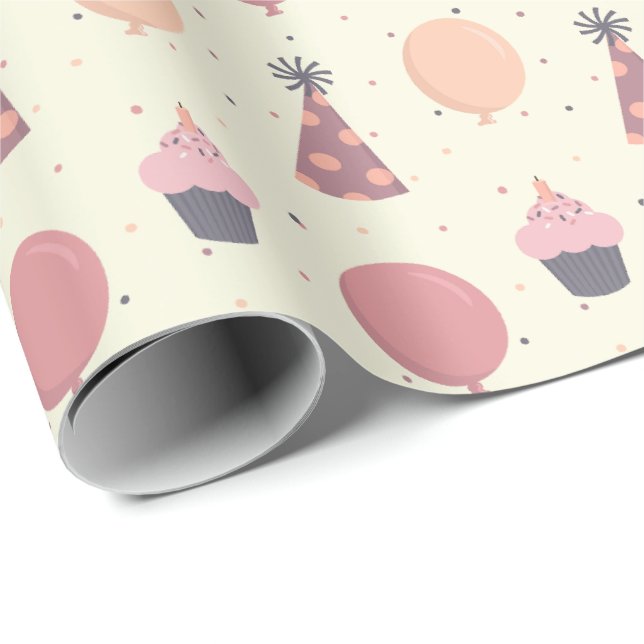 Papel De Regalo Cosas fiestas de cumpleaños en tonos silenciosos (Esquina del rollo)