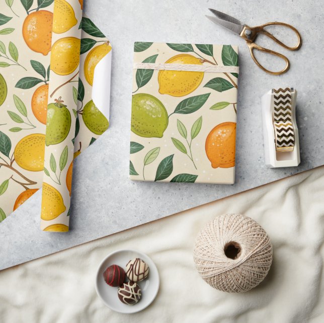 Papel De Regalo Cosecha Botánica de Cítricos Frescos (Artesanía)