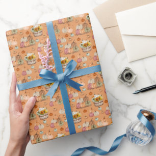 Papel De Regalo Cosecha de calabaza rústica en Naranja de paz