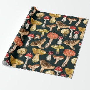 Papel De Regalo Cosecha de hongos silvestres en acuarela