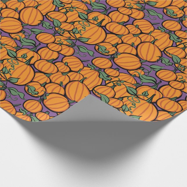 Papel De Regalo Cosecha de la calabaza en púrpura (Esquina)