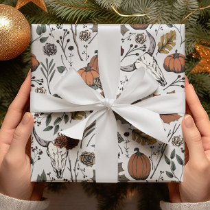 Papel De Regalo Cosecha de otoño gris claro y cráneo de vaca Hallo
