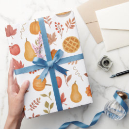 Papel De Regalo Cosecha otoñal - Hojas de otoño, calabazas y acoge