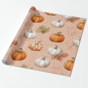 Papel De Regalo Cosecha Rústica Otoño - Calabazas y hojas