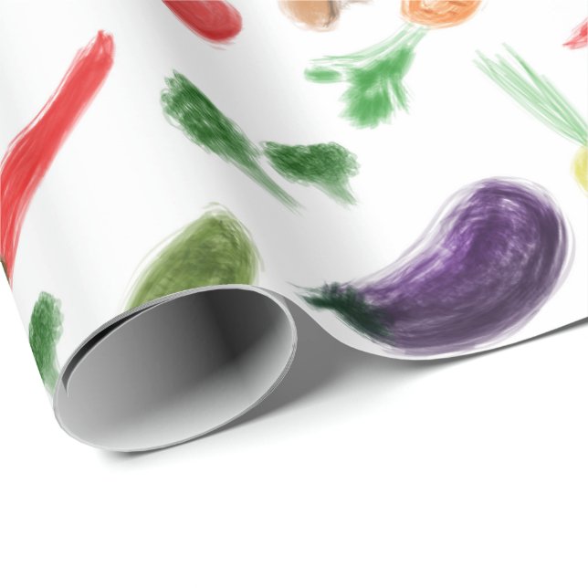 Papel De Regalo Cosecha verduras tomate pimienta hongo de zanahori (Esquina del rollo)