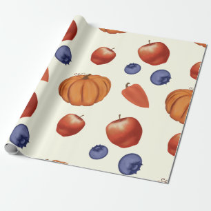 Papel De Regalo Cosechar calabaza y pimiento, bayas y manzanas. 