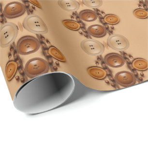 Papel De Regalo cosiendo Café y botón marrón mezcla