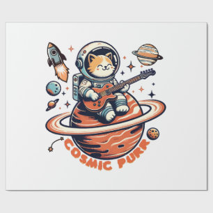 Papel De Regalo Cosmic Purr - Astro Guitarrista Gato