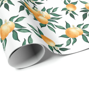 Papel De Regalo Costa de Amalfi de verano cítrico botánico naranja