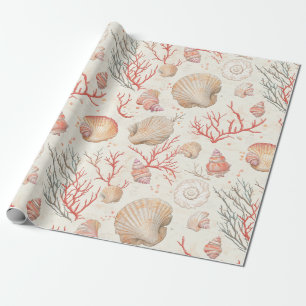 Papel De Regalo Costa Rústica - Aguas marinas, pez estrella, arrec