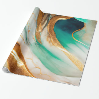 Papel De Regalo Costa Turquesa Resumen de arte de flujo