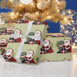 Papel De Regalo Costumbre de Navidad del soldado militar y Papá No