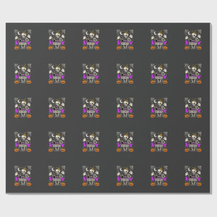 Papel De Regalo Costura de Halloween Esqueleto Espeluznante Fantas