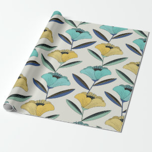 Papel De Regalo costura de ilustracion floral vintage abstracta de
