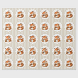 Papel De Regalo Cosy Autumn Fox Baby Shower acogedor Fiesta Woodla