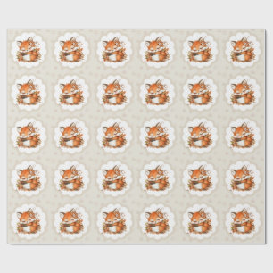 Papel De Regalo Cosy Autumn Fox Baby Shower acogedor Fiesta Woodla