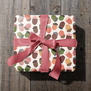 Papel De Regalo Cosy Fall White Autumn Acorn cálido