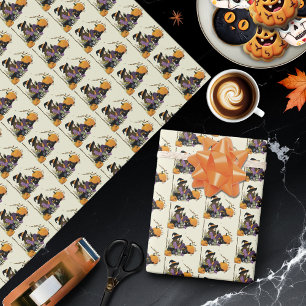 Papel De Regalo Cosy Witch Vibes Halloween Pumpkins Purple