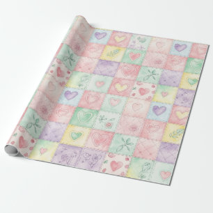 Papel De Regalo Cottage Floral Antiguo Parche Gingham Pastel