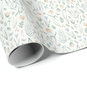 Papel De Regalo Cottagecore Botánico Floral Vintage en Marfil