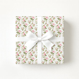 Papel De Regalo Cottagecore Grandmillennial Rosas Rosadas Vintage 