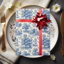 Cottagecore Powder Blue French Toile Vintage Flora