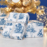 Papel De Regalo Country Vintage Christmas Toile de Jouy Blue<br><div class="desc">Papel de envolvimiento azul de la tela navideña de Jouy.</div>