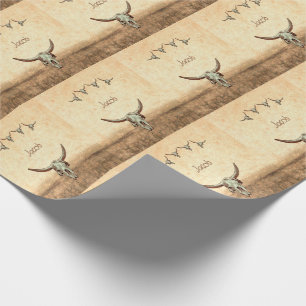 Papel De Regalo Cow Skull Brown Country Western Rustic Pattern