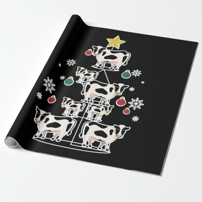 Papel De Regalo Cow Ugly Christmas Tree (Desenrollado)