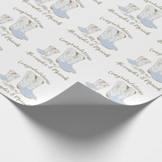 Papel De Regalo Cowboy Baby Shower Country Western Blue Boy